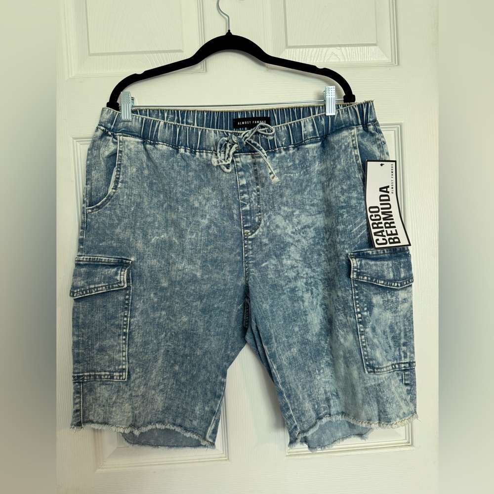 Denim Cargo Bermuda Shorts